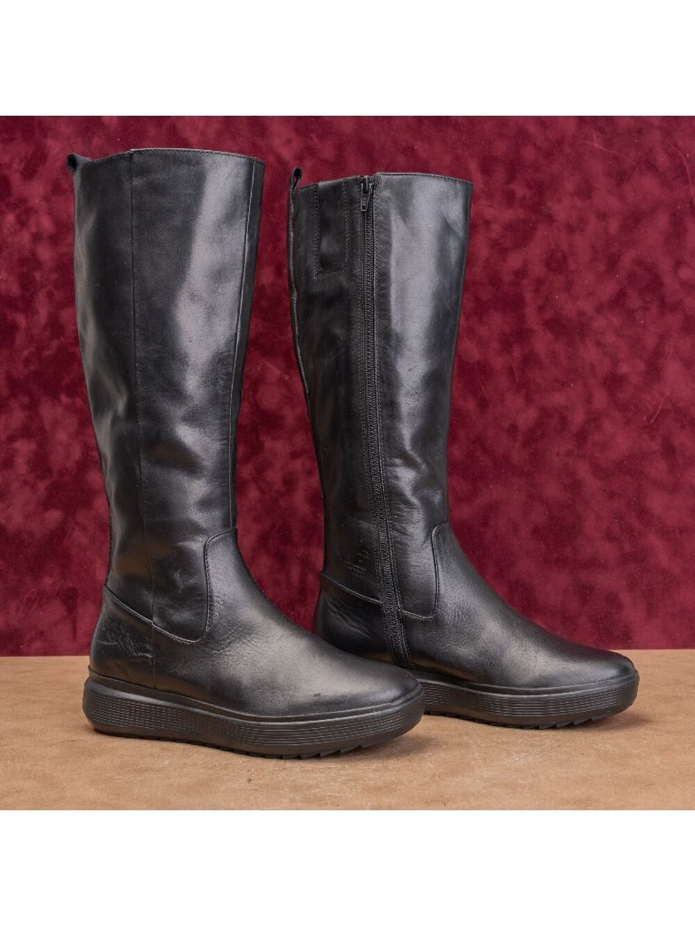Naturalizer Wmn Waterproof Vintage Y2K Black Leather Fashion Flat Knee Boots 6.5